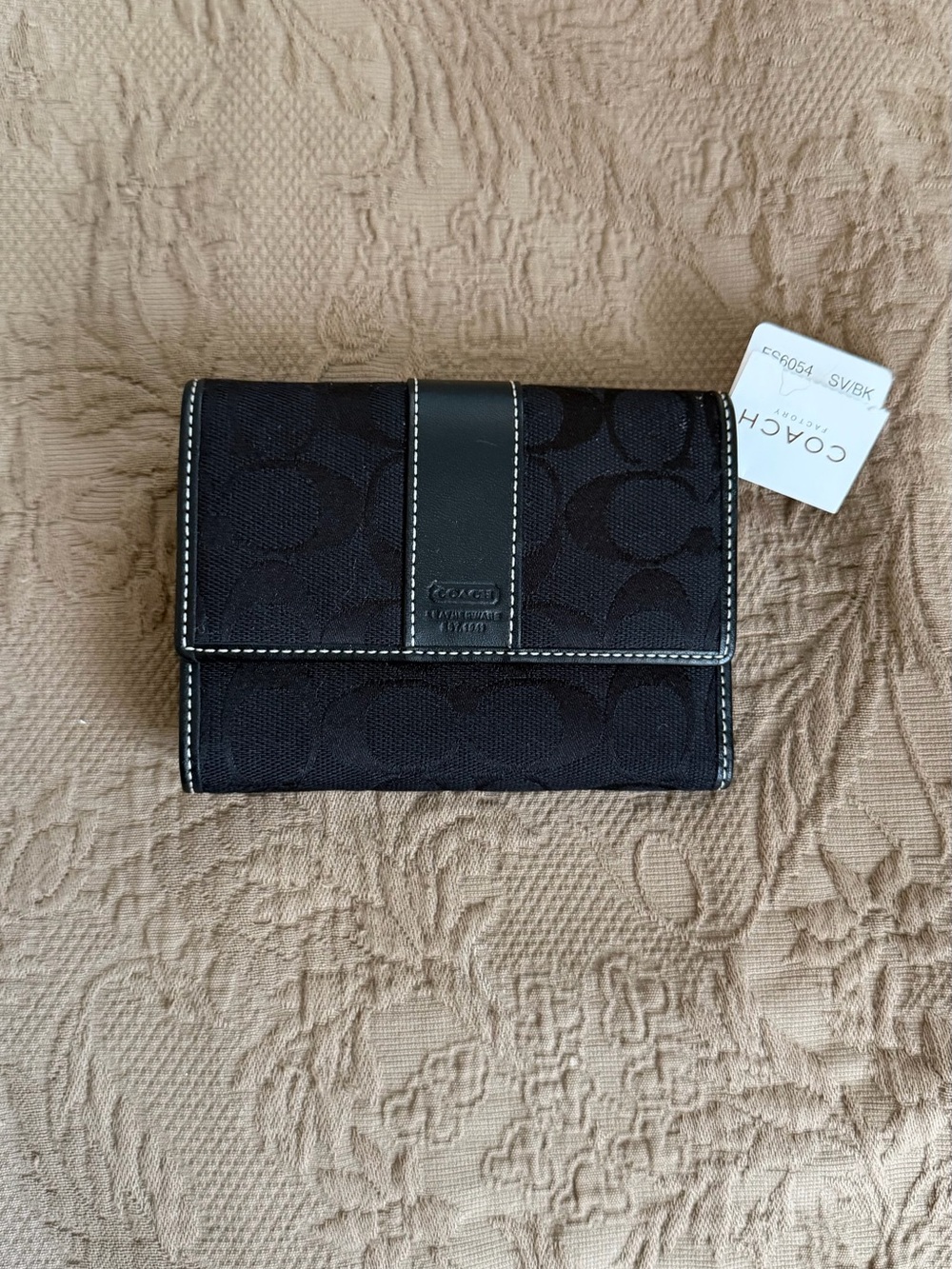 Coach Black Signature Canvas Trifold Wallet